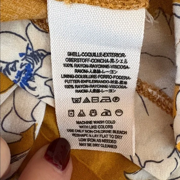 Free People Mustard Floral Mini Dress maanfacturer flaw - Picture 8 of 16